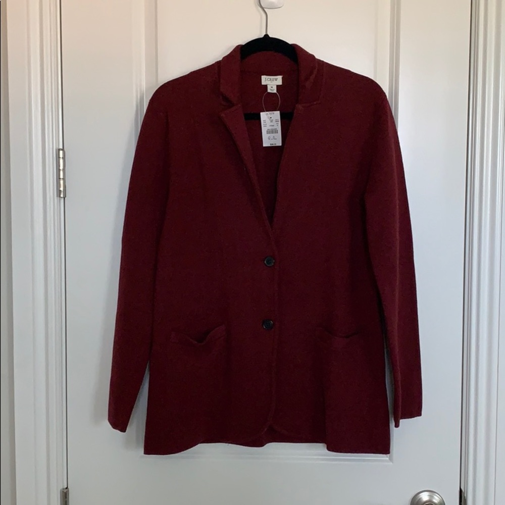 NWT J Crew Sweater Blazer in maroon, size M